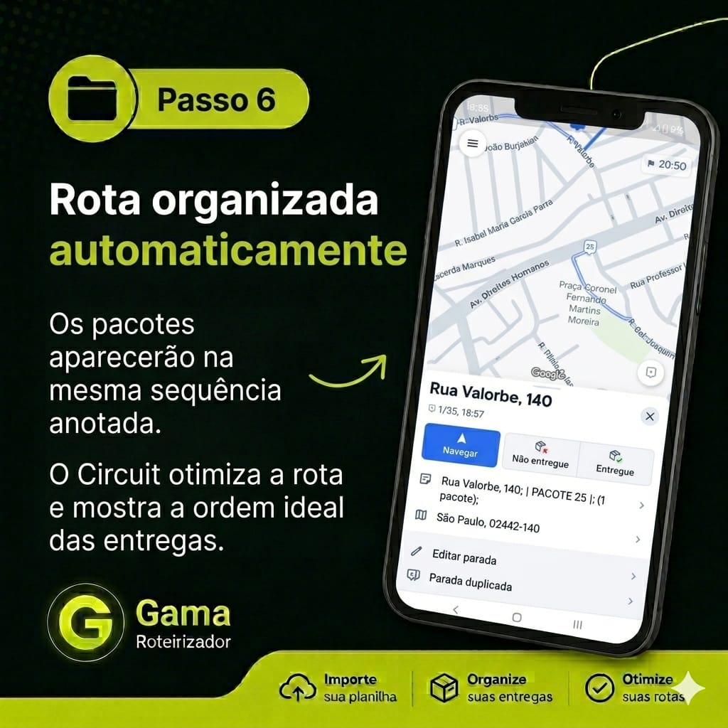 Passo 6: Rota organizada